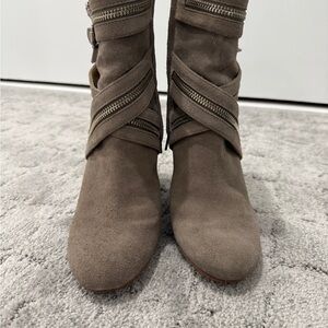 Vince Camuto Taupe Suede Heeled Boots